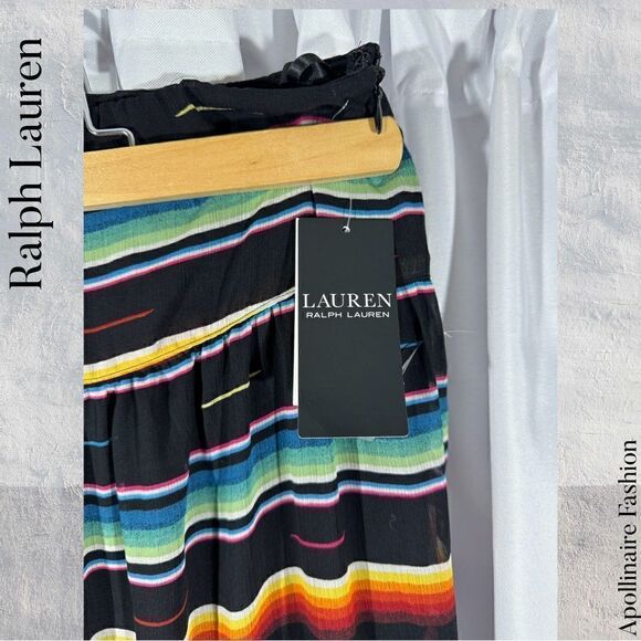 RALPH LAUREN GEORGETTE CRINKLE CUT STRIPPED MAXI SKIRT NWT SIZE 10 - Picture 5 of 6